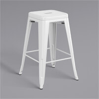 Lancaster Table & Seating Alloy Series White Outdoor Backless Counter Height Stool