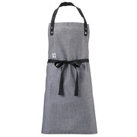 Mercer Culinary M63205GRY Metro Edge Odin Gray Customizable Chambray Bib Apron with Adjustable Neck, Black Webbing, and 1 Pocket - 32 inch x 29 1/4 inch