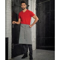 Mercer Culinary M63207RSD Metro Edge® Rogue Navy & White Railroad Stripe Customizable 80/20 Cotton/Poly Bistro Apron with 3 Pockets - 25 1/2 inchL x 31 inchW