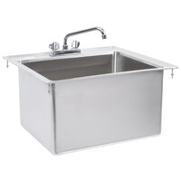 Regency 20" x 16" x 12" 16-Gauge Stainless Steel One Compartment Drop-In Sink with 8" Faucet