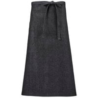 Mercer Culinary M63201BKD Metro Edge Talon Black Cotton Vintage Draper Denim Bistro Apron with 2 Pockets - 32 1/4" x 32"