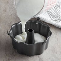 Wilton 2105-5649 6 inch Non-Stick Steel Scalloped Angel Food Cake / Bundt Pan with Removable Bottom - 2 1/2 inch Deep