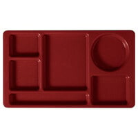 Cambro 915CW404 Camwear (2 x 2) 8 3/4 inch x 15 inch Red 6-Compartment Serving Tray - 24/Case