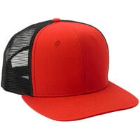 Mercer Culinary Red Customizable 6-Panel Trucker Cap with Mesh Back