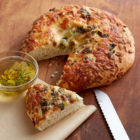 LeBus 8 inch Round Onion, Leek, and Cheese Focaccia Bread - 8/Case