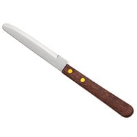 Choice 4 1/4" Stainless Steel Steak Knife with Wood Handle - 12/Case