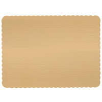 18 3/4 inch x 13 3/4 inch Gold Laminated Rectangular Corrugated 1/2 Sheet Cake Pad - 50/Bundle