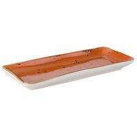 Tuxton GGC-550 TuxTrendz Artisan Geode Coral 11 5/8" x 5 1/8" Rectangular China Tray - 12/Case