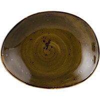 Tuxton GGW-650 TuxTrendz Artisan Geode Walnut 8 3/8" x 6 7/8" China Ellipse Plate - 12/Case