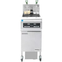 Frymaster FPRE114 High Efficiency Electric Floor Fryer with 50 lb. Open Frypot, Built-In Filtration, and Digital Controls - 208V, 1 Phase, 14 kW