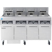 Frymaster FPRE414 High Efficiency Electric Floor Fryer with (4) 50 lb. Open Frypots, Built-In Filtration, and CM 3.5 Controls - 240V, 3 Phase, 56 kW