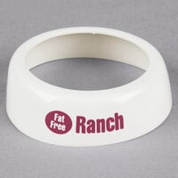 Tablecraft CM15 Imprinted White Plastic "Fat Free Ranch" Salad Dressing Dispenser Collar with Maroon Lettering