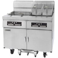 Dean SCFD260G Liquid Propane Decathlon Gas Floor Fryer with (2) 75 lb. Frypots, Thermatron Controls, and Built-In Filtration - 300,000 BTU