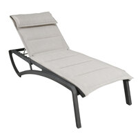 Grosfillex US420288 Sunset Volcanic Black Chaise Lounge with Beige Comfort Sling Seat   - 2/Pack