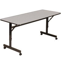 Correll EconoLine Mobile Flip Top Table, 24" x 48" Adjustable Height Melamine Top, Gray - EconoLine