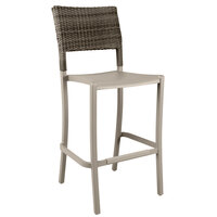 Grosfillex US927181 Java French Taupe Barstool with Wicker Back   - 8/Case
