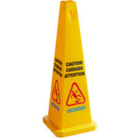 Carlisle 3694104 36 inch Yellow Multilingual Wet Floor Caution Cone