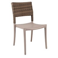 Grosfillex US985181 Java French Taupe Resin Sidechair with Wicker Back - 4/Pack