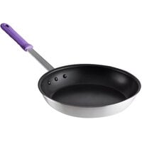 Choice 14 inch Aluminum Non-Stick Fry Pan with Purple Allergen-Free Silicone Handle