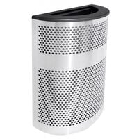 Ex-Cell Kaiser VC2234 HR SS/BLX Venue Collection 20 Gallon Half Round Stainless Steel Perforated Waste Receptacle with Black Textured Lid