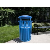 Ex-Cell Kaiser RC-SCD2633 RBL Streetscape Blue Gloss 37 Gallon Round Classic Outdoor Recycling Receptacle with Canopy