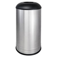 Ex-Cell Kaiser INT1531 D-6 SS BLX International Collection 18 Gallon Stainless Steel Round Waste Receptacle with Black Textured Lid