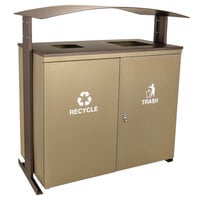 Ex-Cell Kaiser RGU-3645 SAND/BRZX Ellipse Collection Sand 90 Gallon Rectangular Two-Stream Receptacle with Canopy