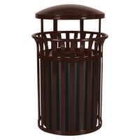 Ex-Cell Kaiser SCD-2633 COF Streetscape Coffee Gloss 37 Gallon Round Classic Outdoor Trash Receptacle with Canopy