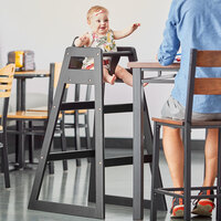 Lancaster Table & Seating Ready-to-Assemble Restaurant Wood Bar Height High Chair with Black Finish