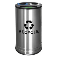 Ex-Cell Kaiser RC-1528-3 SS NY 14 Gallon Stainless Steel Round NYC Business Smiley 3 Stream Recycling Receptacle
