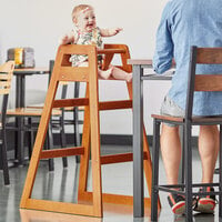 Lancaster Table & Seating Unassembled Bar Height Restaurant Wooden High Chair with Walnut Finish