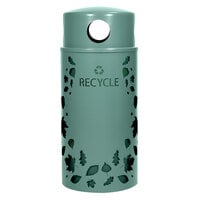 Ex-Cell Kaiser NS33-LV R MAL Nature Series Round 33 Gallon Steel Malachite Leaves Recycle Receptacle