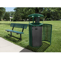 Ex-Cell Kaiser SCTP-40 D HGR Streetscape Hunter Green Gloss 45 Gallon Round Outdoor Trash Receptacle with Canopy and Door
