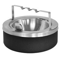 Ex-Cell Kaiser 63-BG BLX Black 8" x 6" Large Capacity Tabletop Ashtray with Flip Top and Bridge