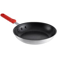 Choice 10 inch Aluminum Non-Stick Fry Pan with Red Silicone Handle