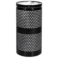 Ex-Cell Kaiser WR-10R BLACK Landscape Series 10 Gallon Round Black Gloss Perforated Waste Receptacle