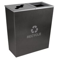 Ex-Cell Kaiser RC-MTR-2 HCCL Metro Collection 36 Gallon Hammered Charcoal Rectangular Two Stream Tapered Recycling Receptacle