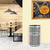 Ex-Cell Kaiser VCC-33 PERF SS Venue Collection 33 Gallon Perforated Stainless Steel Round Compost Receptacle
