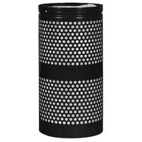 Ex-Cell Kaiser WR-22R BLACK Landscape Series 20 Gallon Round Black Gloss Perforated Trash Receptacle