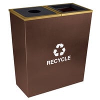 Ex-Cell Kaiser RC-MTR-2 HCPR Metro Collection 36 Gallon Hammered Copper Rectangular Two Stream Tapered Recycling Receptacle
