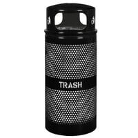 Ex-Cell Kaiser WR-34R DM BLACK Landscape Series 34 Gallon Round Black Gloss Perforated Trash Receptacle with Dome Top