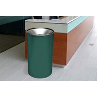 Ex-Cell Kaiser WR-33F HGX Premier Series 33 Gallon Hunter Green Texture Steel Round Waste Receptacle