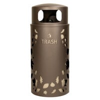 Ex-Cell Kaiser NS33-LV T BRZX Nature Series 33 Gallon Steel Brown Leaves Round Trash Receptacle