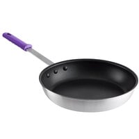 Choice 12 inch Aluminum Non-Stick Fry Pan with Purple Allergen-Free Silicone Handle