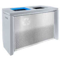 Ex-Cell Kaiser RC-IND2 HMG/SS Coliseum Hammered Grey 68 Gallon Indoor Rectangular Two-Stream Receptacle