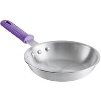 Choice 8 inch Aluminum Fry Pan with Purple Allergen-Free Silicone Handle