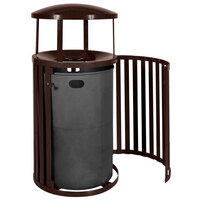 Ex-Cell Kaiser SCTP-40 D COF Streetscape Coffee Gloss 45 Gallon Round Outdoor Trash Receptacle with Canopy and Door