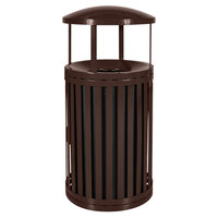 Ex-Cell Kaiser SCTP-40 D ND COF Streetscape Coffee Gloss 45 Gallon Round Outdoor Trash Receptacle with Canopy