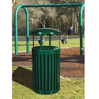 Ex-Cell Kaiser SCTP-40 D ND HGR Streetscape Hunter Green Gloss 45 Gallon Round Outdoor Trash Receptacle with Canopy