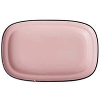 Luzerne Tin Tin by 1880 Hospitality L2101003350 10 1/2" x 6 3/4 x 1 1/4" Pink Rectangular Porcelain Platter - 24/Case